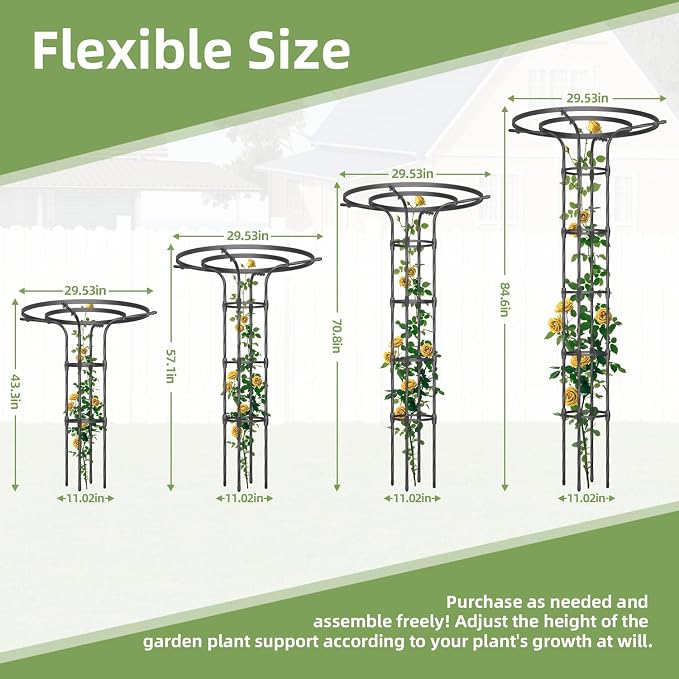 57.1 Inch Garden Trellis for Climbing Plants Outdoor,Umbrella Trellis for Potted Plants,Height Adjustable,Mushroom Top Trellises for Vines,Rose,Clematis,Pea,Bean,Tomato