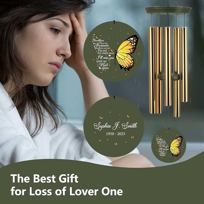 ASTARIN Sympathy Wind Chimes for Loss of Loved Ones Dad Mom, Memorial Wind Chimes Customizable, in Memory of Mother/Father, Remembrance Gifts(Produced in Texas)