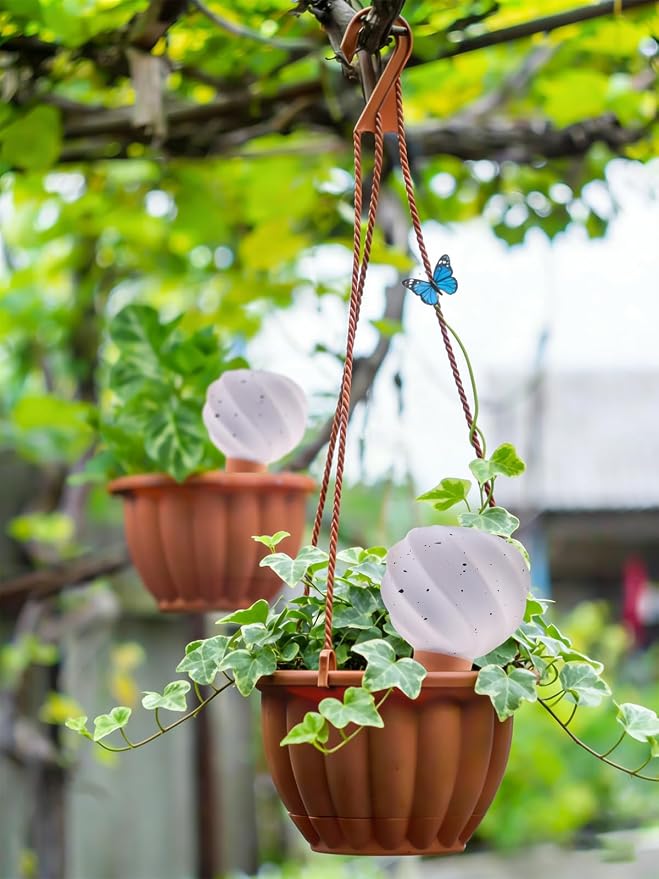 Kalolary 4PCS Plant Watering Globes Self Watering Stakes Terracotta Drip Water Stakes﻿ Irrigation Watering Bulbs for Pot, Indoor, Outdoor, Vacation ﻿(White Conch)