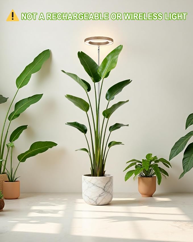 yadoker Plant Grow Light,LED Growing Light Full Spectrum for Indoor Plants,Aluminum Coffee Wood Grain Plant Lights,Height Adjustable, Automatic Timer, 5V Low Safe Voltage