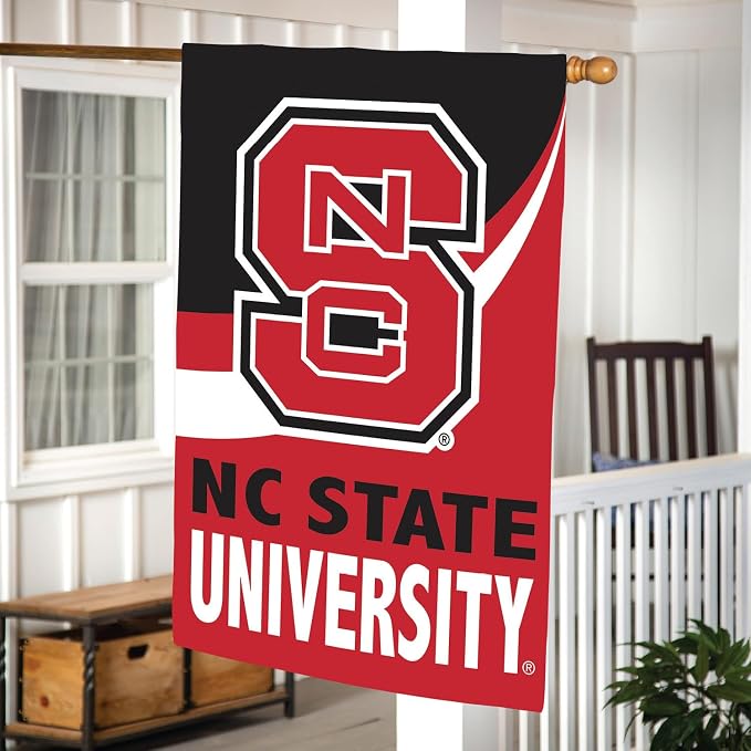 NCAA North Carolina State University House Flag, 28 x 44, Double Sided Garden Flags for Outside, Outdoor College Flags & Banners for Gardens Patio, Indoor Wall Decor Flag for Room