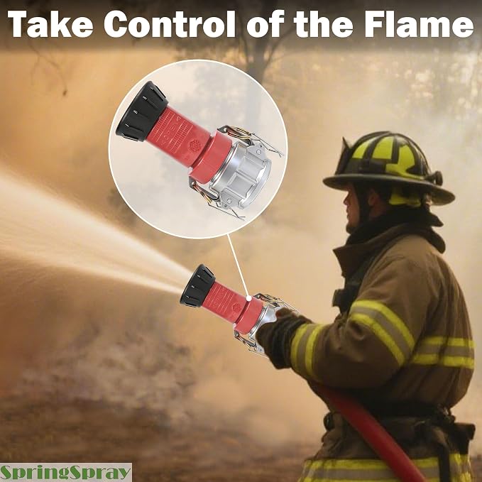 1-1/2" NPSH Aluminum Camlock Fitting Coupling With Heavy-Duty Industrial Fire Hose Nozzle Fire Equipment Constant Flow Fog Nozzle