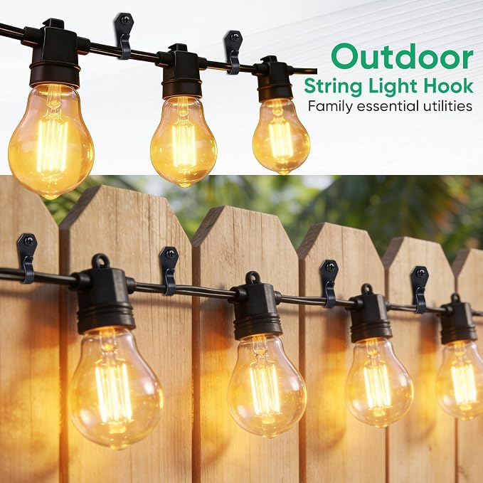 HiGift 80 Pack String Light Hanger Hooks, Stainless Steel Light Clips Black, Outdoor Screw Hooks Rope Light Clips for Hanging Christmas Light, Plants, Party Light Wire and Led Fairy Led Light Clips