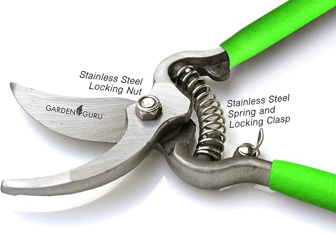 Garden Guru Classic Bypass Pruning Shears Clippers – Heavy Duty Forged Steel Garden Pruners – Safety Lock – Non Slip Comfort Grips – Cuts up to 1” – Professional Bypass Pruners for Gardening (4 Pack)
