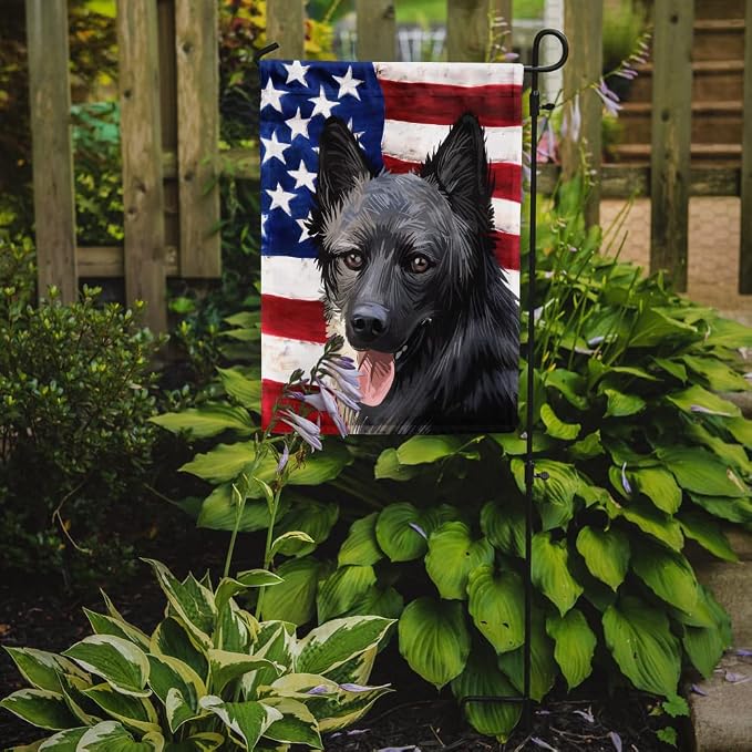 Caroline's Treasures CK6605GF Lapponian Herder American Flag Garden Flag Mailbox Flag Decorative Yard Flag Banner Outside Patio Artwork Yard Flower Beds, Garden Size, Multicolor