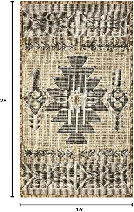 YHSF South West Native American Area Rug C318 - Easy Clean, Thick, Soft, Durable Native Tribal American Indian Inspired Rug for Bedroom/Living Room and More - Berber, 16 Inches x 28 Inches