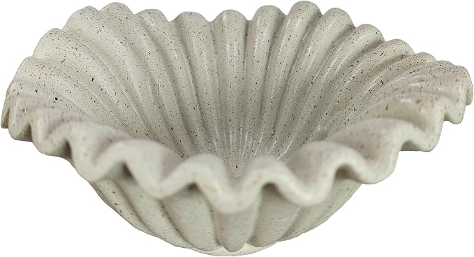 Small Decorative Bowl decor, Scalloped Pedestal Bowls for Modern Home Decor,Ruffle Decor,Stylish Key Bowl for Entry Table,Decorative Fruit Bowl for Kitchen Counter,Light Gray