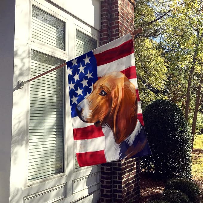 Caroline's Treasures CK6746CHF Treeing Walker Coonhound American Flag House Flag Large Porch Sleeve Pole Decorative Outside Yard Banner Artwork Wall Hanging, Polyester, House Size, Multicolor