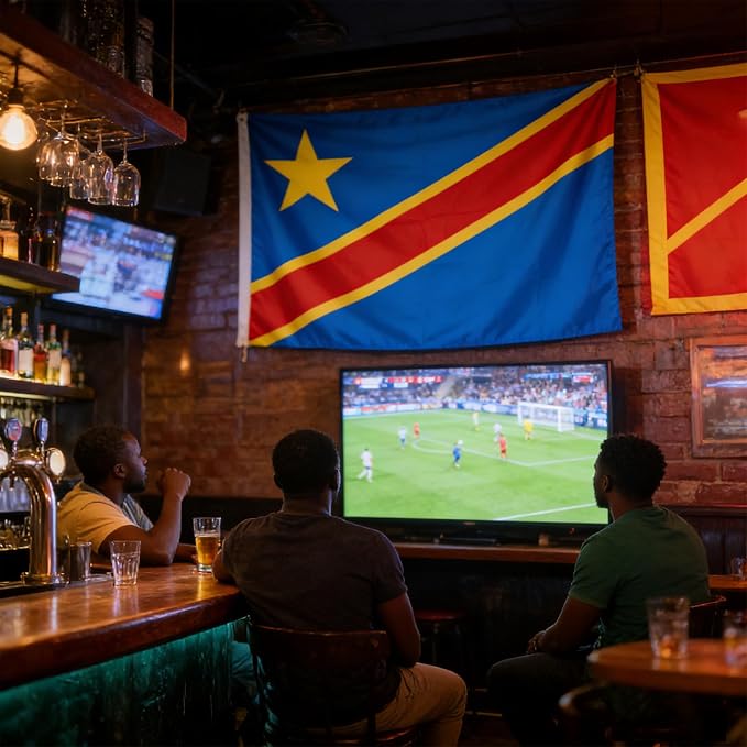 AhfuLife Flag 3x5 Ft, Large Flags for Outside - Double Side with Brass Eyelets for World Cup Olympic Party Decorations Bar Garden Street Decoration Indoor Outdoor (2, Congo DR)