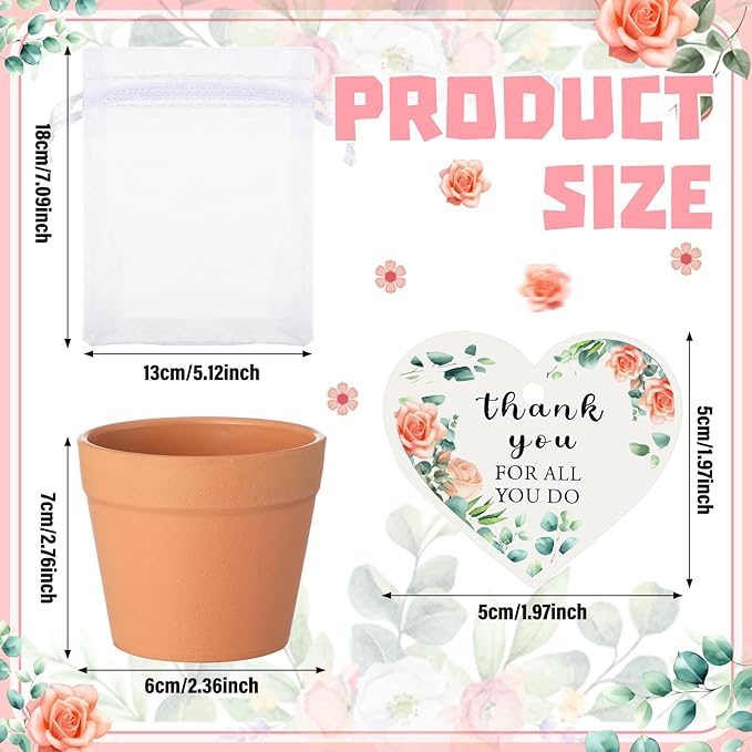Ctosree 24 Sets Appreciation Gifts Thank You for All You Do Seed Packets Flowerpot Thanks Tags Organza Bags for Coworker Staff Employee Nurse Appreciation Gifts