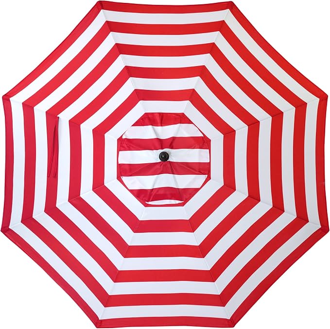 Sunnyglade 9' Patio Umbrella Outdoor Table Umbrella with 8 Sturdy Ribs (Red and White)