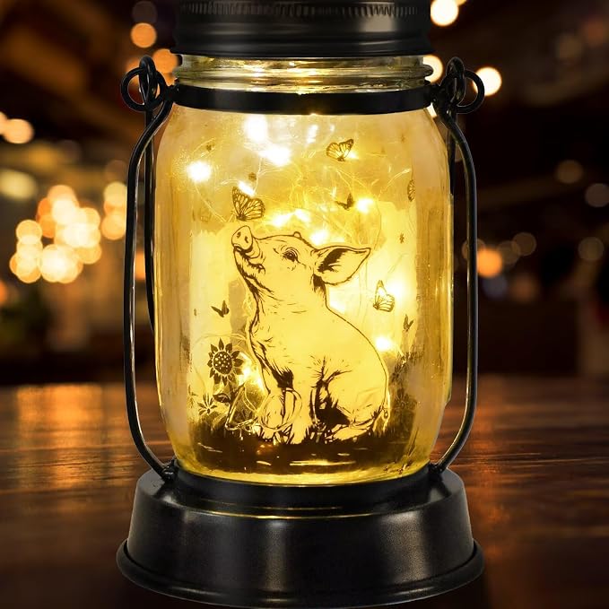 kyoryuger Pig Gifts for Women/Men/Kids Pig Lovers Animal Solar Lantern, Piglet Animal, Solar Garden Decoration, Night Light Room Decor Farm Piglet Present Yard, Patio,Backyard,Porch, Torches