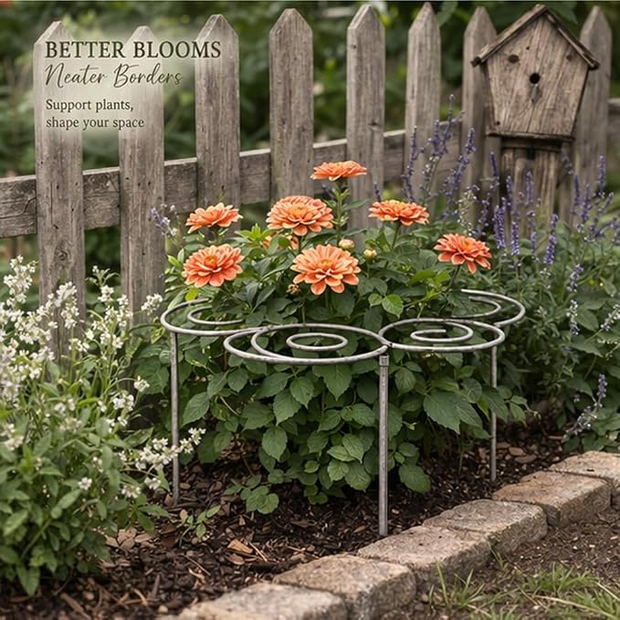 Metal Plant Support Ring for Garden, 2026 New Peony Cage Stand, Indoor Pots, Flower Hoop, Decorative Grow Through Rings, Heavy-Duty Flower Support Frame, Outdoor Orchid Clip (S(10.83in))
