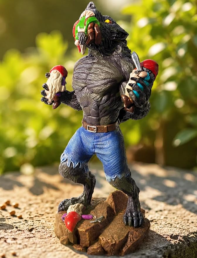 Garden Gnomes Outdoor, Gnome Garden Decor, Funny Werewolf Garden Statue 12.6", Waterproof Resin, Weather-Resistant Lawn Ornament for Patio & Yard, Gift for Garden Lovers