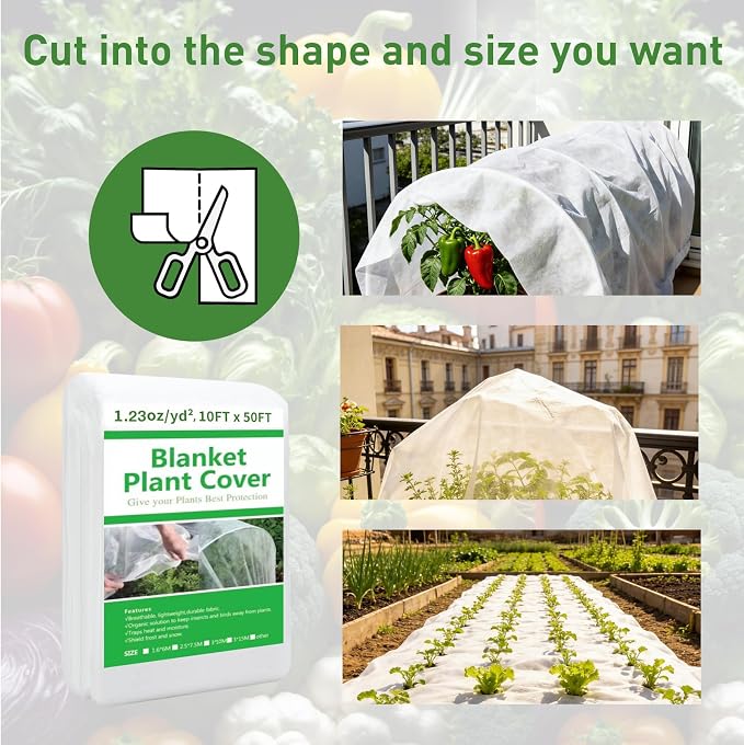 2 Pack Plant Covers Freeze & Sun Protection,10ft x 33ft Frost Cloth Plant Cover Blanket for Outdoor Plants Winter or Floating Row Covers Freeze Protection Garden Covers for Vegetables Insect