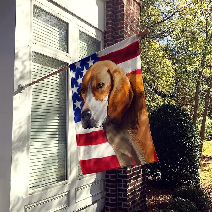 Caroline's Treasures CK6422CHF Beagle-Harrier American Flag House Flag Large Porch Sleeve Pole Decorative Outside Yard Banner Artwork Wall Hanging, Polyester, House Size, Multicolor