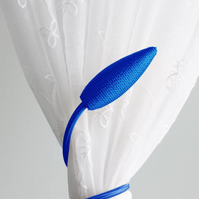 Valea Home 2 Pieces Curtain Tiebacks Clips Creative Window Drape Twist Tie Backs European Style Custom Made Curtain Holders Decorative Draperies Holdbacks, Royal Blue