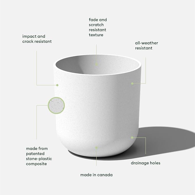 Veradek Round Lima Plastic Planter Pots for Indoor/Outdoor Garden Use, White, Suitable for Small to Large Succulent Plants, Flowers, Modern Interior Plants