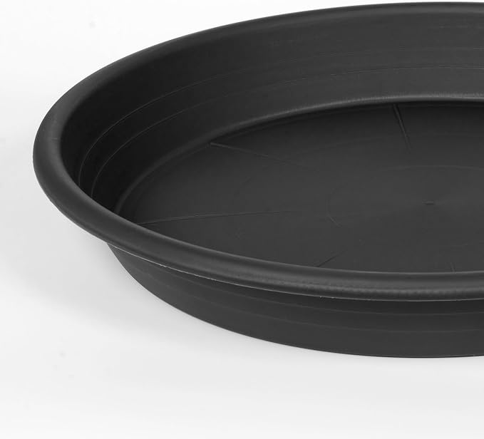 2 Pack of Plant Saucer 12 inch, 12 inch Plastic Plant Drip Trays, Heavy Duty Plant Trays for Indoors no Holes, Plant Water Tray for Planters (Black)