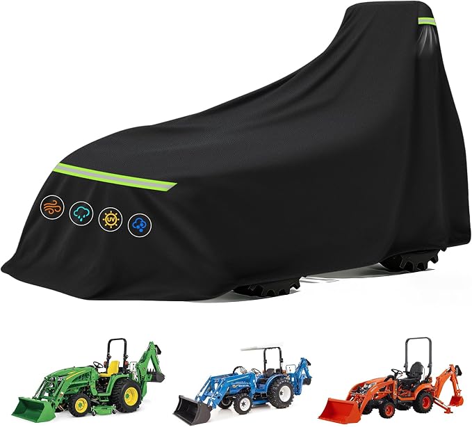 Tractor Cover for compact tractor with Backhoe – Fits John Deere , Kubota BX. Waterproof cover for tractor & lawn tractor covers class. All-weather compact tractor protection