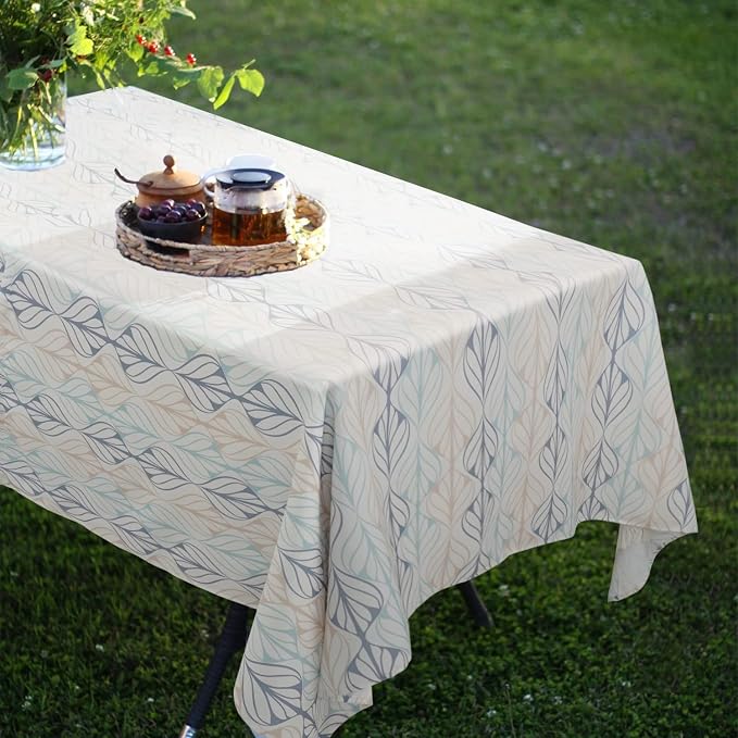 Outdoor Tablecloth with Umbrella Hole and Zipper, Patio Table Covers for Spring/Summer, Machine Washable Outdoor Party/Picnic Rectangle Table Cloth 60 x 84 in