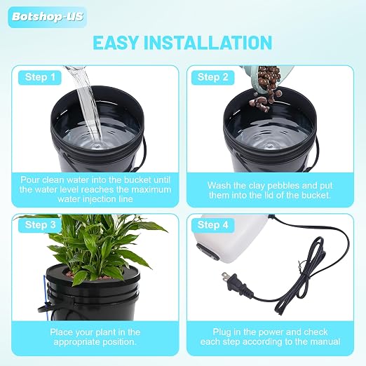 Hydroponics Growing System Kit 5-Gallon Deep Water Culture Recirculating Drip Grow System Indoor Garden Grow System with Hose, Air Pump, and Air Stone (1 Bucket + Drip Irrigation)