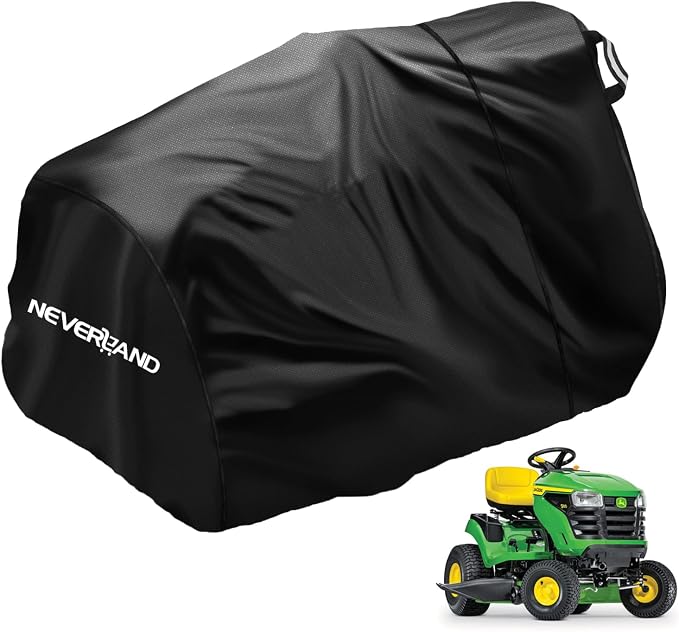 NEVERLAND Riding Lawn Mower Cover - Lawn Tractor Cover with Drawstring & Storage Bag, Fits 42" to 54" Decks, 420D Polyester Oxford, Reflective Handles