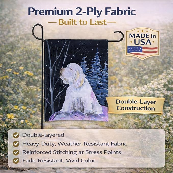 Caroline's Treasures SS8346GF Clumber Spaniel Garden Flag Mailbox Flag Decorative Yard Flag Banner Outside Patio Artwork Yard Flower Beds, Garden Size, Multicolor