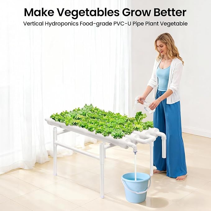 Upgraded Hydroponics Growing System, 36 Plant Sites, 1 Layers 4 Food-Grade PVC-U Pipes,hydroponics Growing System Kits, Gardening Systems Grow Kits with Water Pump Timer, nests Basket and Sponge