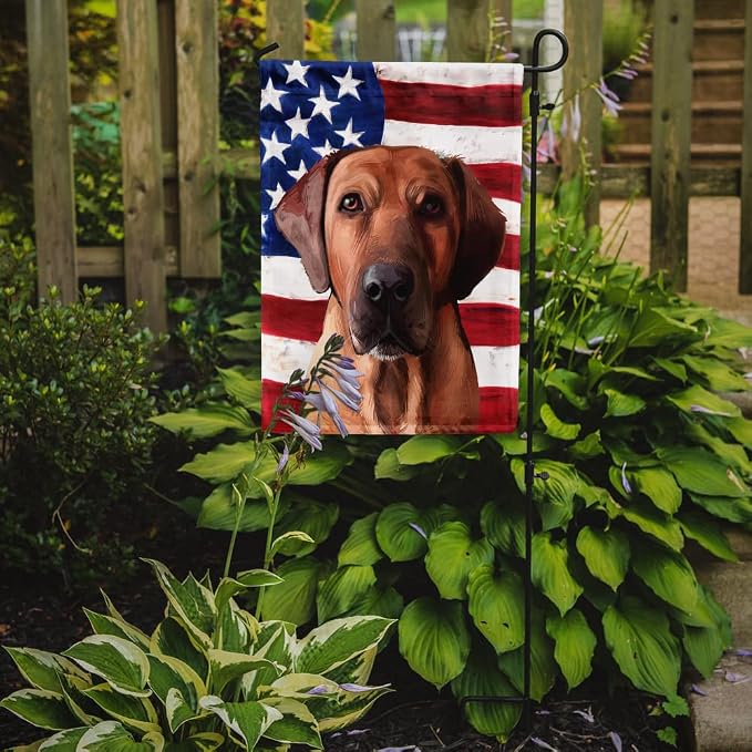 Caroline's Treasures CK6463GF Broholmer Dog American Flag Garden Flag Mailbox Flag Decorative Yard Flag Banner Outside Patio Artwork Yard Flower Beds, Garden Size, Multicolor