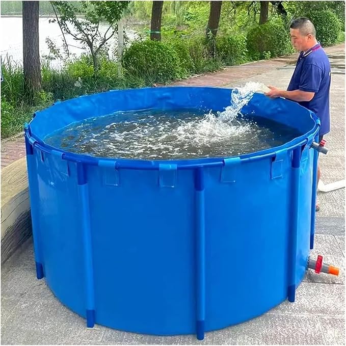Above Ground Pond, Round Outdoor Fish Pond Pool with Durable Frame | Koi Pond Tank，Koi Fish Pond，PVC Fish Farming,for Store Up Water Irrigation(1350 L)