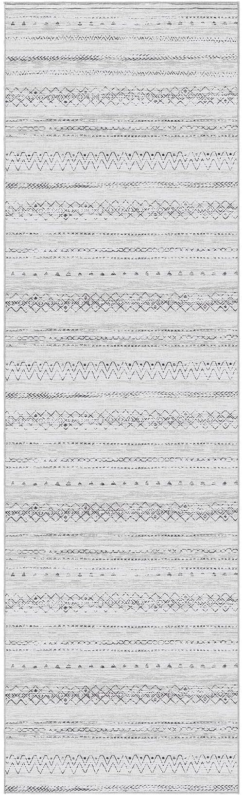 cotiled Hallway 2.6x8 Runner Rugs Washable Boho Rug Grey | Stain Resistan Indoor Carpet for Entryway Kitchen Laundry Room Bedroom