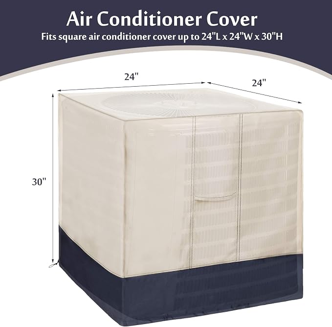 Air Conditioner Cover for Outside Units, AC Cover for Outdoor Central Unit Square Fits up to 24 x 24 x 30 Inches