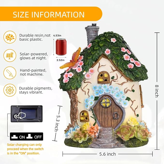 Fairy Garden Houses, Fairy Houses,Fairy Houses for Outside,Fairy Garden Houses Outdoor,Solar Fairy Garden,gnome House,Fairy Garden,Fairy Garden Accessories, for Women Gift/Teenage Gift