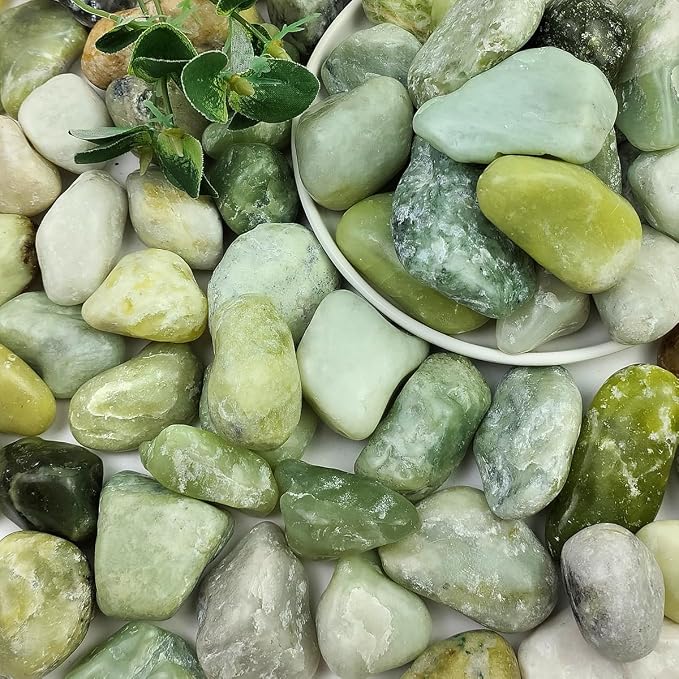 20LB Succulent Jade Pebbles for Landscaping, 1.2-2 Inch Natural Decorative Polished Stones, River Rocks for Landscaping, Vase, Flowerpot Decoration, Indoor Decoration and Garden Decoration