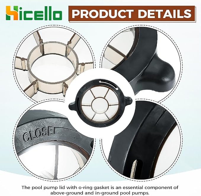 Upgrade Pool Pump Lid With O-Ring Gasket Fit 0.75hp 1hp 1.5 hp Pool Pump | Pump Parts Lid Compatible with Splapool Pureline Deluxe Pumps for 647252772,72728,72729,72730,PO12728CR,AC81361,NEP2134,16578