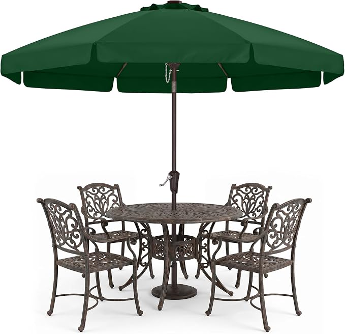 ABCCANOPY 9ft Scalloped Patio Umbrella, Outdoor Table Umbrella with Tilt and Crank, Fiberglass Ribs Deck Umbrella for Patio, Pool, Garden, Picnic (Green)