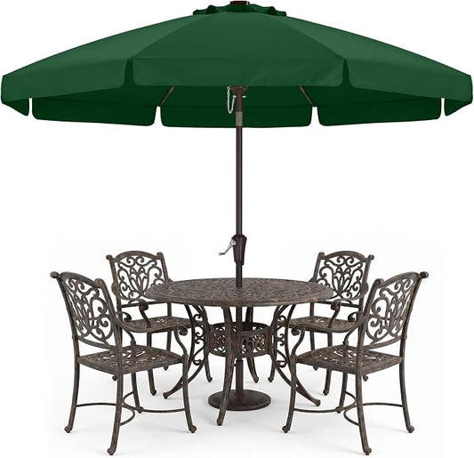 ABCCANOPY 9ft Scalloped Patio Umbrella, Outdoor Table Umbrella with Tilt and Crank, Fiberglass Ribs Deck Umbrella for Patio, Pool, Garden, Picnic (Green)