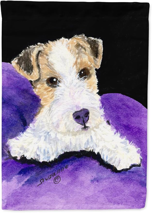 Caroline's Treasures SS8971GF Fox Terrier Garden Flag Mailbox Flag Decorative Yard Flag Banner Outside Patio Artwork Yard Flower Beds, Garden Size, Multicolor