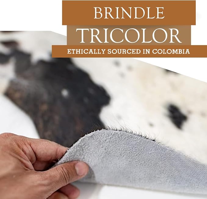 Sunshine Cowhides 100% Genuine Dark Brindle Cowhide Rug - Modern Style Animal Skin Rug & Floor Carpet for Living Room, Bedroom, Kitchen & More - Large (6x6-7ft)