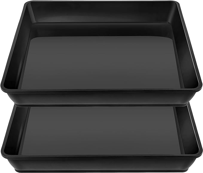 LWALRS Square Plant Saucer 20 22 Inch 2 Pack, Extra Large Plant Saucers, Deep Plant Trays for Pots, Heavy Plastic Water Tray Tor Plants, Planters for Indoors and Outdoors Plants (20 inch Black)