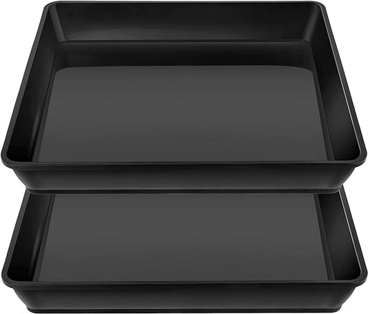 LWALRS Square Plant Saucer 20 22 Inch 2 Pack, Extra Large Plant Saucers, Deep Plant Trays for Pots, Heavy Plastic Water Tray Tor Plants, Planters for Indoors and Outdoors Plants (20 inch Black)