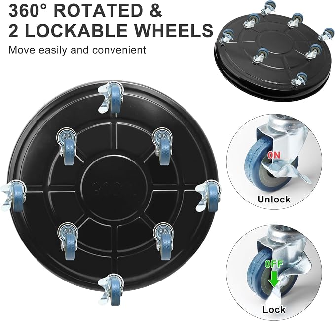 1 Pack 20 Inch Metal Plant Caddy With Lockable Wheels,Plant Stand Dolly for Heavy Planter,Wheeled Planter Saucer Tray,Rolling Plant Stand,Heavy-Duty Plant Caddy for Indoor and Outdoor(Black)