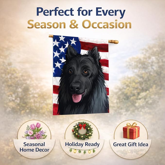 Caroline's Treasures CK6592CHF King Shepherd American Flag House Flag Large Porch Sleeve Pole Decorative Outside Yard Banner Artwork Wall Hanging, Polyester, House Size, Multicolor