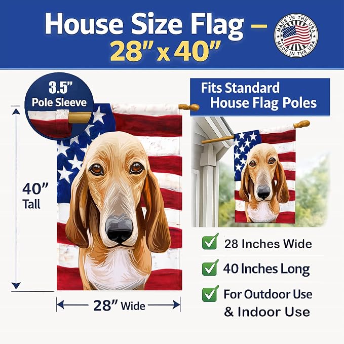 Caroline's Treasures CK6693CHF Schweizer Laufhund Dog American Flag House Flag Large Porch Sleeve Pole Decorative Outside Yard Banner Artwork Wall Hanging, Polyester, House Size, Multicolor