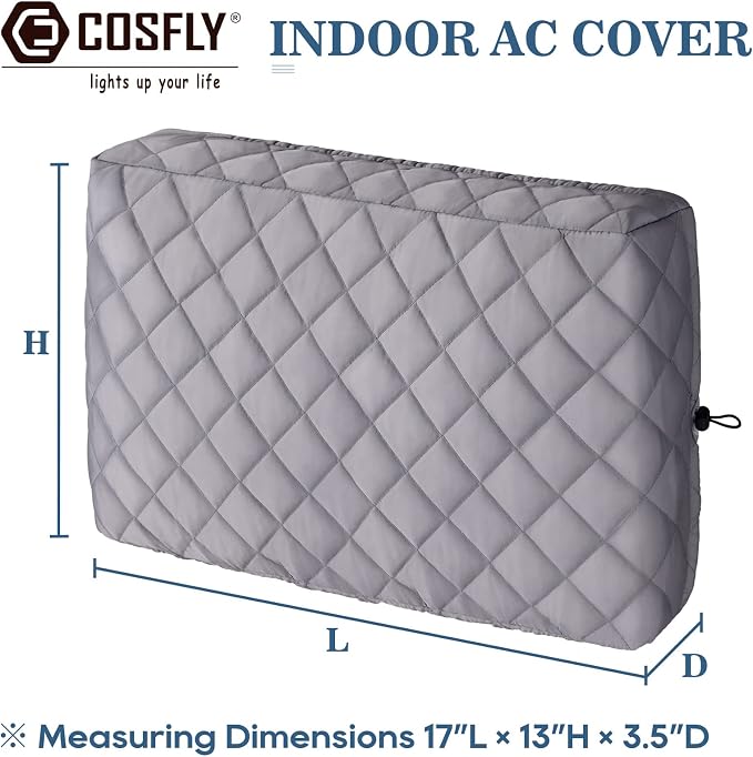 COSFLY Window Inside AC Covers, Air Conditioner Cover, 17”L x 13”H x 3.5”D | For Indoor, Double Insulation, All-Weather Draft Protection, Elastic Drawstring, Blue