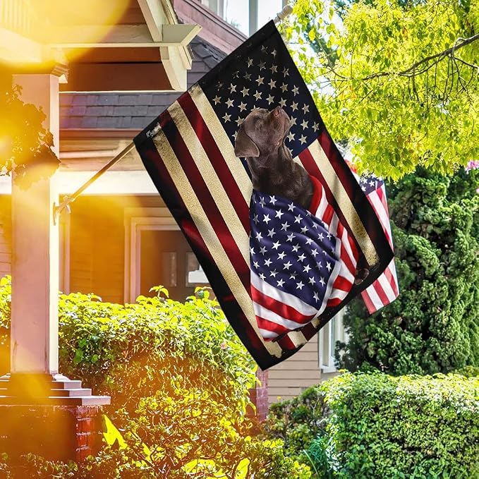 FLAGWIX Chocolate Labrador Retriever Flag - Outdoor Labrador Decorations, 29.5" x 39.5" House Flag For Porch, Patio, Wall Decor, Heavy-duty Canvas Labrador Flag Dog Garden Home Décor
