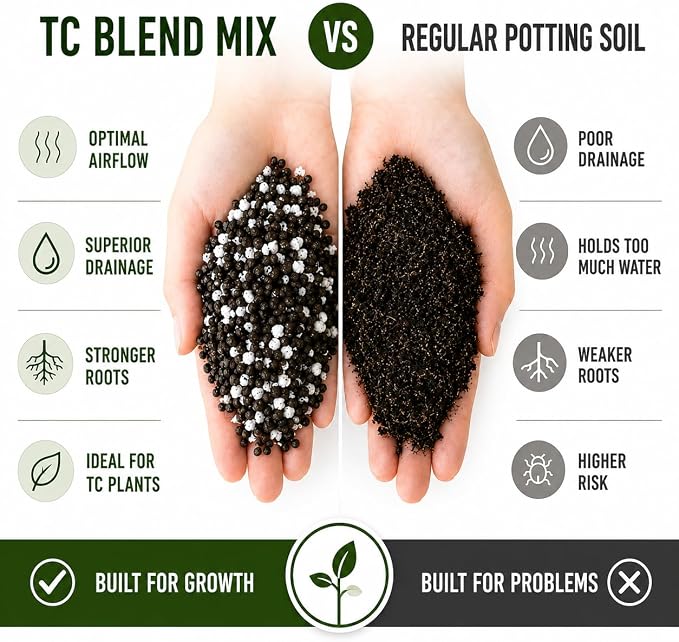 Tissue Culture Starter Kit, Self Watering Pots for Indoor Plants, TC Soil Kit with Volcanic Soil & Perlite, Clear Plant Pots with Drainage, TC Acclimation Kit, Potting Mix for Tissue Culture Plants