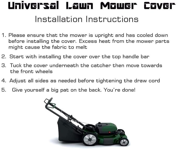 Lawn Mower Cover Waterproof Heavy Duty – Thick Marine 600D Fabric, Large UV Resistant Lawnmower Covers For Outdoor, Tear Resistant, Universal Fit for Push Gas & Electric Mowers