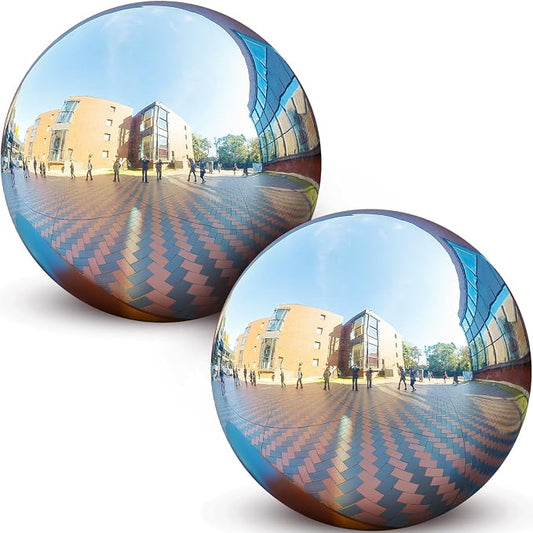 Suzile 2 Pieces 10 Inch Gazing Ball Hollow Gazing Mirror Ball Stainless Steel Garden Globe Gazing Globe Mirrored Surface Polished Ornament Sphere for Garden Outdoor Pool Yard Pond Lawn Home (Silver)